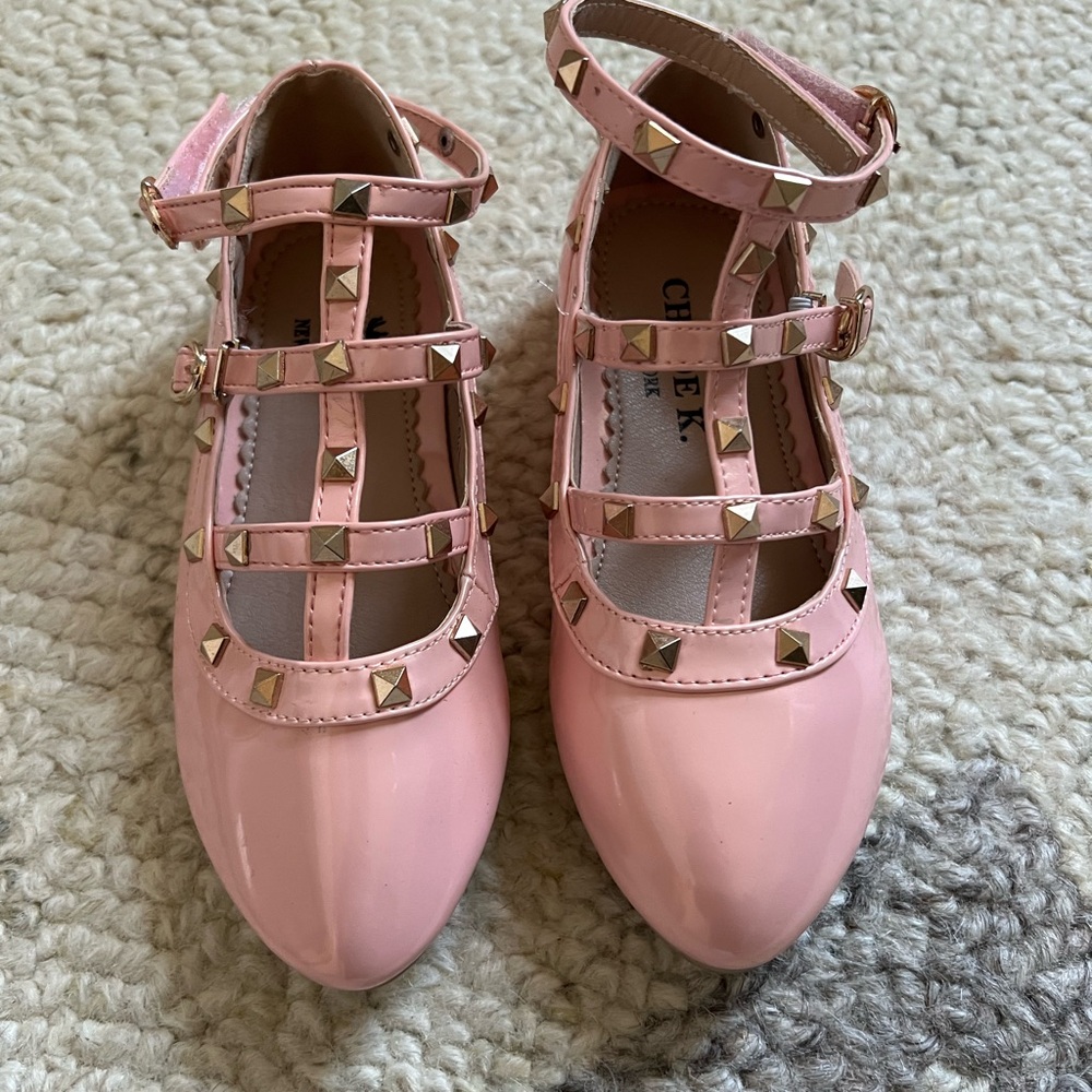 Chloe K Pink Kids Shoes with Studded Design